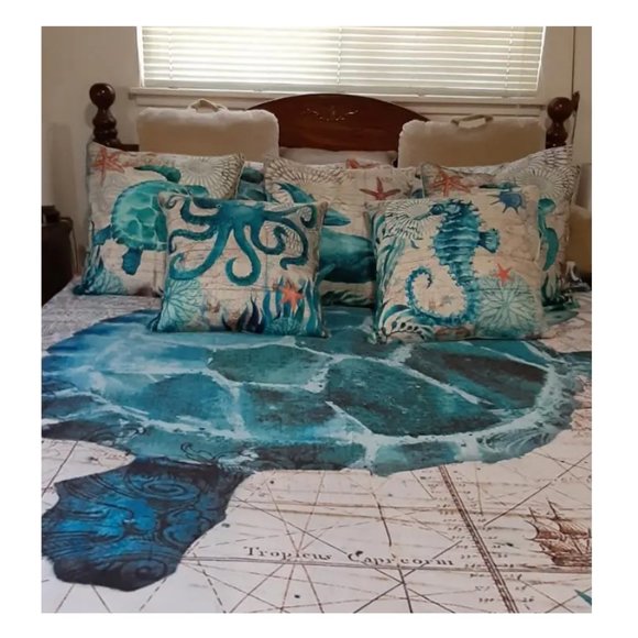 Decorative Throw Pillow Covers Cases Set Beach Decor Nautical Coastal Cottage - Picture 15 of 16